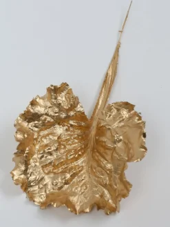 Inspire Me! Home Decor 13″ Metallic Gold Ruffled Leaf Stem Sale