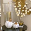 Inspire Me! Home Decor Mini Checkered Ceramic Pumpkin With Gold Stem Online
