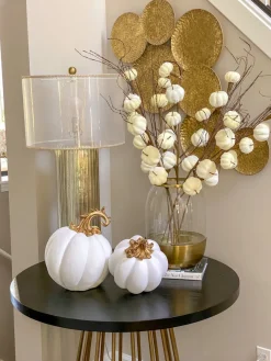 Inspire Me! Home Decor Mini Checkered Ceramic Pumpkin With Gold Stem Online
