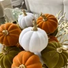 Inspire Me! Home Decor Mini Cream Velvet Decorative Pumpkin Sale