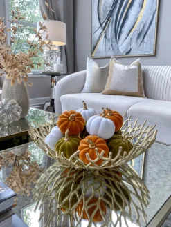 Inspire Me! Home Decor Mini Cream Velvet Decorative Pumpkin Sale