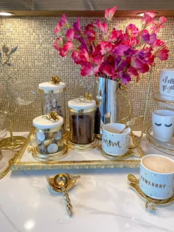 Inspire Me! Home Decor “Mom” Gold & White Tile Mug Sale