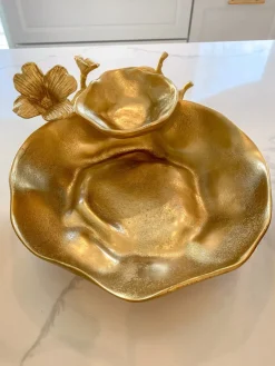 Inspire Me! Home Decor Oblong White Ceramic Bowl With Gold Leaf Details Online