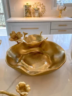 Inspire Me! Home Decor Oblong White Ceramic Bowl With Gold Leaf Details Online