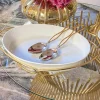 Inspire Me! Home Decor Oblong White Ceramic Bowl With Gold Textured Details ” From Pops Of Color Home Collection” Discount
