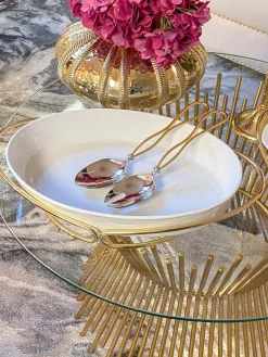 Inspire Me! Home Decor Oblong White Ceramic Bowl With Gold Textured Details ” From Pops Of Color Home Collection” Discount