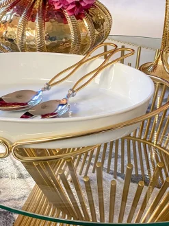 Inspire Me! Home Decor Oblong White Ceramic Bowl With Gold Textured Details ” From Pops Of Color Home Collection” Discount