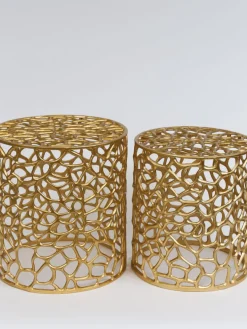 Inspire Me! Home Decor Openwork Coral Gold Sidetables (Set Of 2) Online