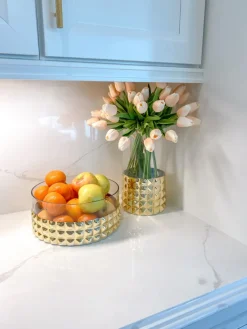 Inspire Me! Home Decor Oval Marble Print Platter With Glass Top & Gold Handle KITCHEN Sale