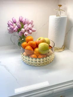 Inspire Me! Home Decor Oval Marble Print Platter With Glass Top & Gold Handle KITCHEN Sale