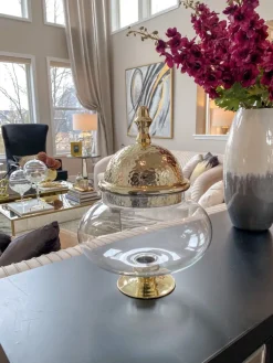 Inspire Me! Home Decor Oversized Gold Studded Glass Bowl Fashion