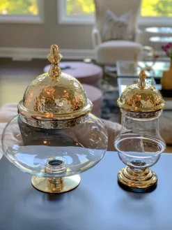Inspire Me! Home Decor Oversized Gold Studded Glass Bowl Fashion