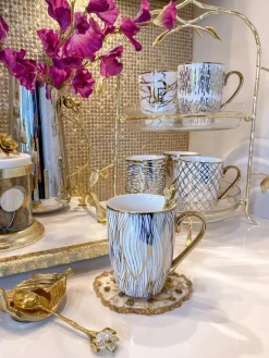 Inspire Me! Home Decor 16 Oz. Abstract Gold Pattern Print Mugs – (6 Designs) Online