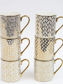 Inspire Me! Home Decor 14 Oz. Detailed Abstract Gold Pattern Print Mugs (6 Designs) Online