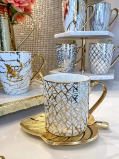 Inspire Me! Home Decor 14 Oz. Detailed Abstract Gold Pattern Print Mugs (6 Designs) Online