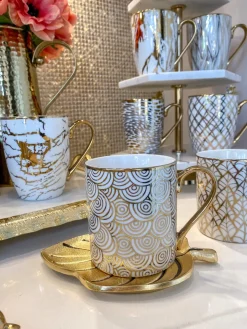 Inspire Me! Home Decor 14 Oz. Detailed Abstract Gold Pattern Print Mugs (6 Designs) Online