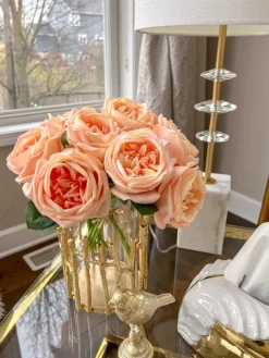 Inspire Me! Home Decor 11.5″ Peach Real Touch Garden Rose Bundle Discount