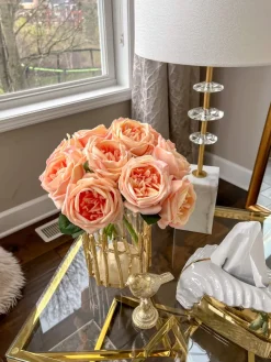 Inspire Me! Home Decor 11.5″ Peach Real Touch Garden Rose Bundle Discount