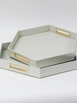 Inspire Me! Home Decor Pearlized Hexagon Trays With Gold Handles (2 Sizes) Discount