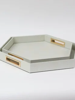 Inspire Me! Home Decor Pearlized Hexagon Trays With Gold Handles (2 Sizes) Discount