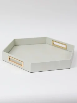 Inspire Me! Home Decor Pearlized Hexagon Trays With Gold Handles (2 Sizes) Discount