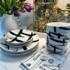 Inspire Me! Home Decor 12 Piece Black Brush Stroke Dinnerware Set KITCHEN Hot