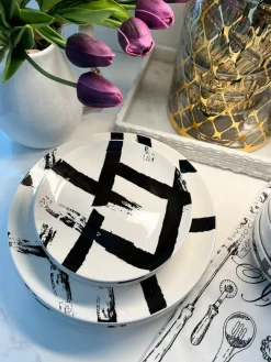 Inspire Me! Home Decor 12 Piece Black Brush Stroke Dinnerware Set KITCHEN Hot
