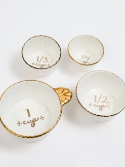 Inspire Me! Home Decor 4 Piece White With Gold Trim Measuring Cups Discount