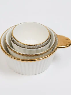 Inspire Me! Home Decor 4 Piece White With Gold Trim Measuring Cups Discount
