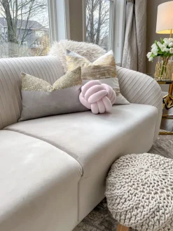 Inspire Me! Home Decor PILLOWS, RUGS, & THROWS Blush Woven Velvet Round Pillow Clearance