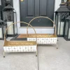 Inspire Me! Home Decor Rattan Wicker Vase With Gold Metal Base New