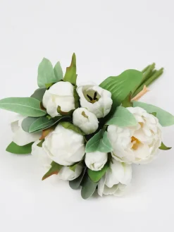 Inspire Me! Home Decor 13″ Real Touch White Peony, Tulip And Eucalyptus Bouquet Best