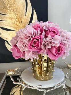 Inspire Me! Home Decor 13″ Real Touch Pink Rose & Hydrangea Bundle Outlet