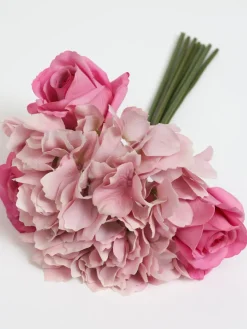 Inspire Me! Home Decor 13″ Real Touch Pink Rose & Hydrangea Bundle Outlet