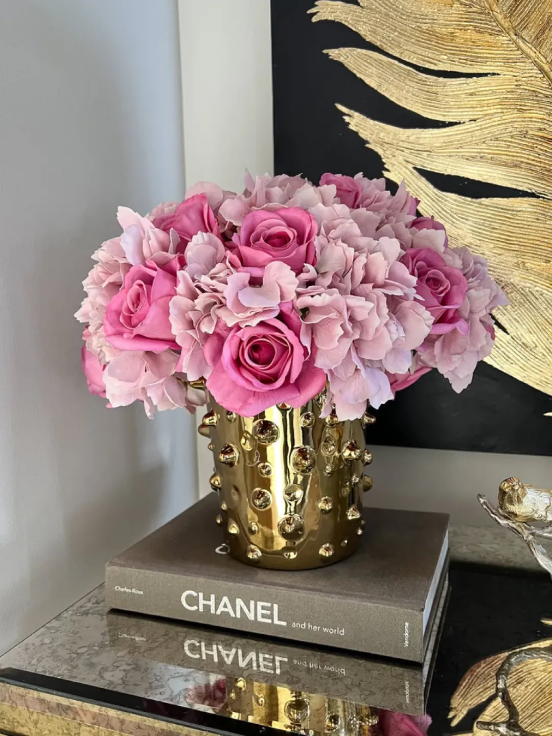 Inspire Me! Home Decor 13″ Real Touch Pink Rose & Hydrangea Bundle Outlet