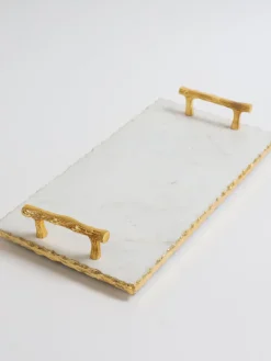 Inspire Me! Home Decor Rectangle Glass Serveware With Metal Base And Handles (2 Colors) Sale