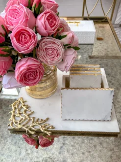 Inspire Me! Home Decor Rectangle Marble Tray With Gold Branch Handles Online