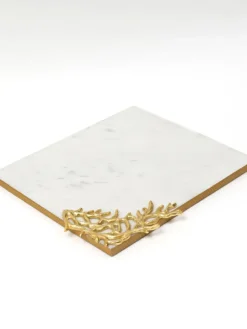 Inspire Me! Home Decor Rectangle Marble Tray With Gold Branch Handles Online