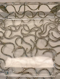 Inspire Me! Home Decor Rectangular Marble Tray With Metal Gold Branch Details Sale