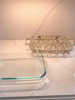 Inspire Me! Home Decor Rectangular Marble Tray With Metal Gold Branch Details Sale