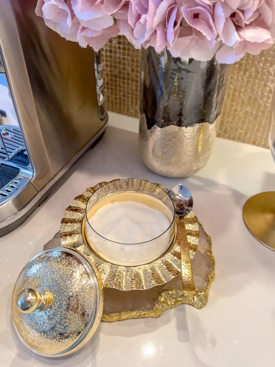 Inspire Me! Home Decor Rectangular Pyrex With Gold Branch Detailed Holder Discount
