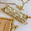 Inspire Me! Home Decor Rectangle Gold Floral Tray With White Enamel Interior Fashion