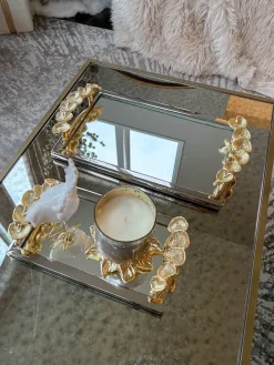 Inspire Me! Home Decor Rectangular Glass Tray With Cherry Blossom Details Clearance