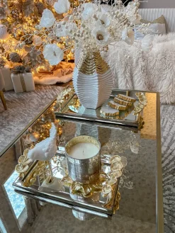 Inspire Me! Home Decor Rectangular Glass Tray With Cherry Blossom Details Clearance