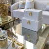 Inspire Me! Home Decor Rectangle Glass & Mirror Box With Gold Feather Detail (2 Sizes) Hot