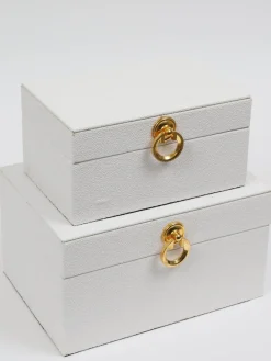 Inspire Me! Home Decor Rectangle Glass & Mirror Box With Gold Feather Detail (2 Sizes) Hot