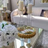 Inspire Me! Home Decor Rose Gold Crystal Floral Handled Glass Tray New