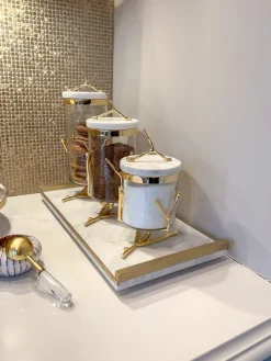 Inspire Me! Home Decor Round Glass Serveware With Metal Base And Handles (2 Colors) KITCHEN Clearance