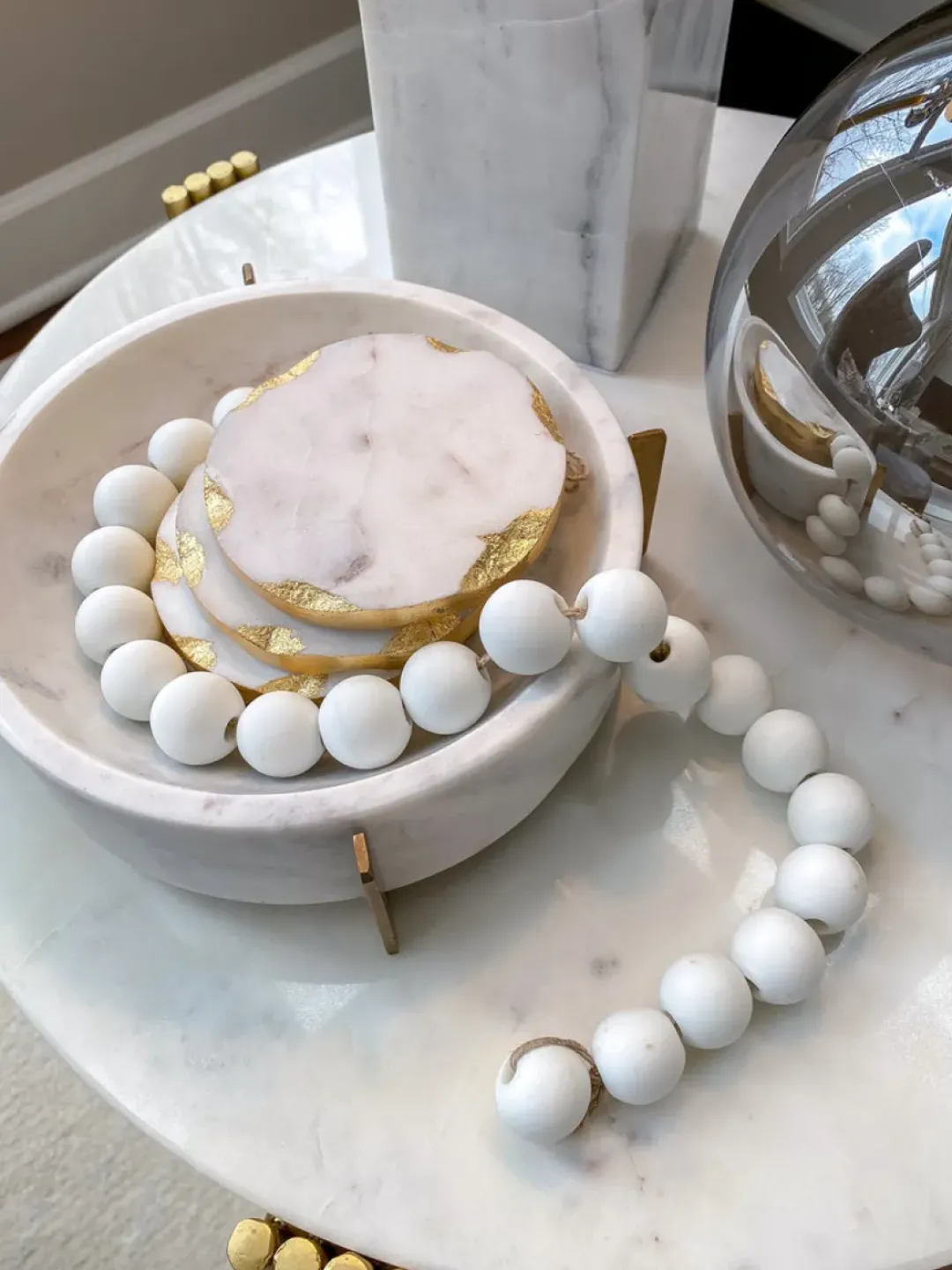 Inspire Me! Home Decor Round Glass Tray With Gold Floral Edge Hot