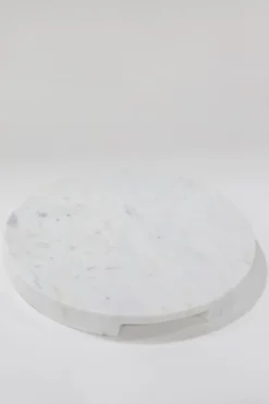 Inspire Me! Home Decor Round Marble Tray With Gold Edge New